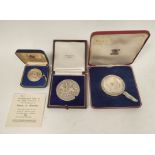 Britain. Three boxed sterling silver commemorative medals relating to royal events. To include a