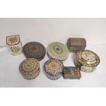 Eight antique biscuit tins to include four by Baret Ware England and another pictorial tin of