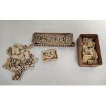 Antique early 19th century bone and ivory cribbage and domino sets possibly of prisoner of war