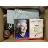 Quantity of British & world coins to include an Elizabeth II eightieth birthday proof crown 16089/