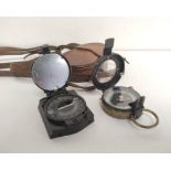 WW1 era British military Verner's patent pocket compass by F-L No 146964 dated 1918 with leather