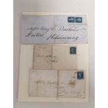 Great Britain. Collector's album sheet containing three Victorian letters with imperforated 2d