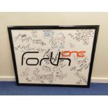 Forth One radio signed whiteboard with signatures of the Sugababes, Liberty X and others.