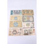 Collection of banknotes including BANK OF SCOTLAND ten pound £10 8th January 1986, CLYDESDALE BANK