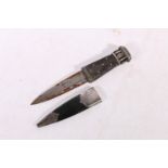Antique Scottish sgian dubh or skean dhu knife having Cairngorm finial, the sheath marked for Robert