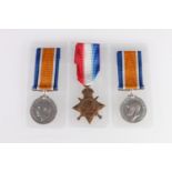 Three British WWI medals awarded to casualties, killed in action KIA, died of wounds DOW, fallen