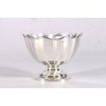 Silver circular bowl, shaped rim and octagonal vertical fluting on similar foot, 1905, 135g.