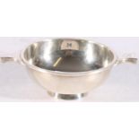 Scottish sterling silver Quaich of plain circulare form, the handles initialled A,B, maker J.R and