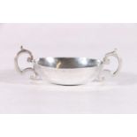 Antique French silver twin handled taste vin, the rim stamped H.Diev, 10cm, 37.7 grams.