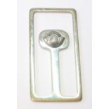 Silver banknote clip by Georg Jensen with embossed pineapple, Import Marks 1991.