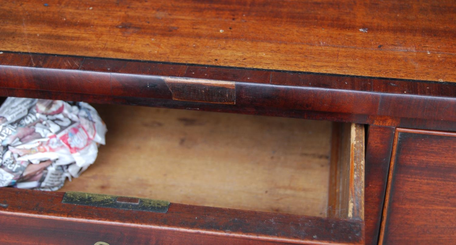 Georgian mahogany chest of three short and three long drawers, on bracket feet, with later brass - Image 4 of 9