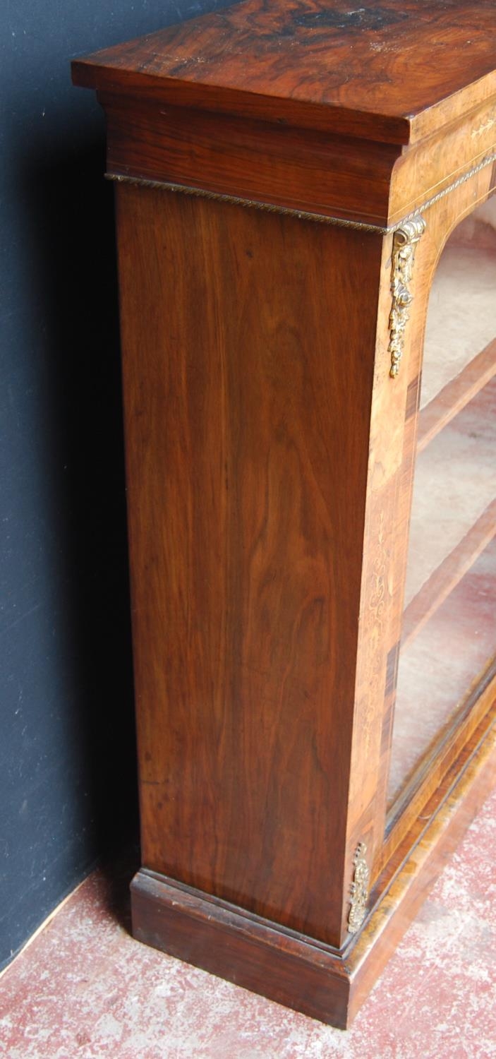 19th century French inlaid burr walnut pier cabinet, the inlaid frieze above a glazed door enclosing - Image 6 of 11