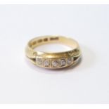 18ct gold half hoop ring with five old-cut diamonds, 1883, size L, 3g.
