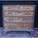 George III mahogany bachelor's chest of four graduated drawers, on bracket feet, 84cm high, 86cm