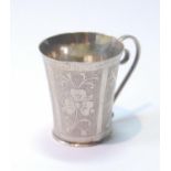 Middle eastern silver engraved cup of tapering shape, probably Persian, 41mm high, 28g.