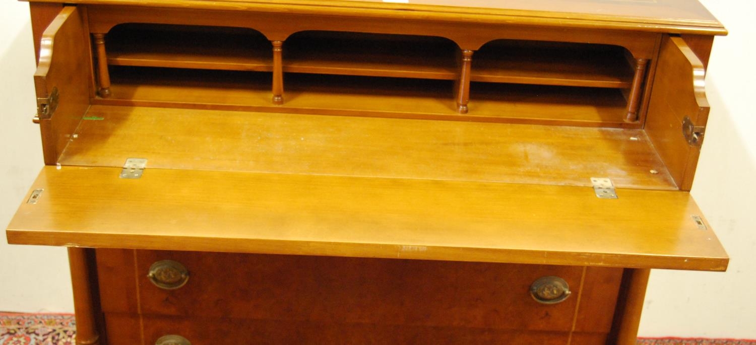 French-style reproduction walnut secrétaire chest of drawers, with a fall front secrétaire drawer to - Image 2 of 5