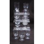 Group of George III style Victorian and Edwardian glass rummers and drinking glasses, to include '