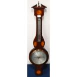 Georgian inlaid wheel barometer, retailed by CW Dixey, 3 New Bond Street, London, with silvered