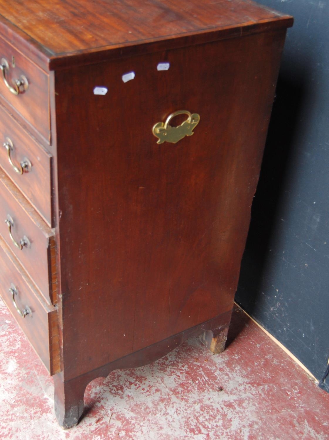 Georgian mahogany chest of three short and three long drawers, on bracket feet, with later brass - Image 7 of 9