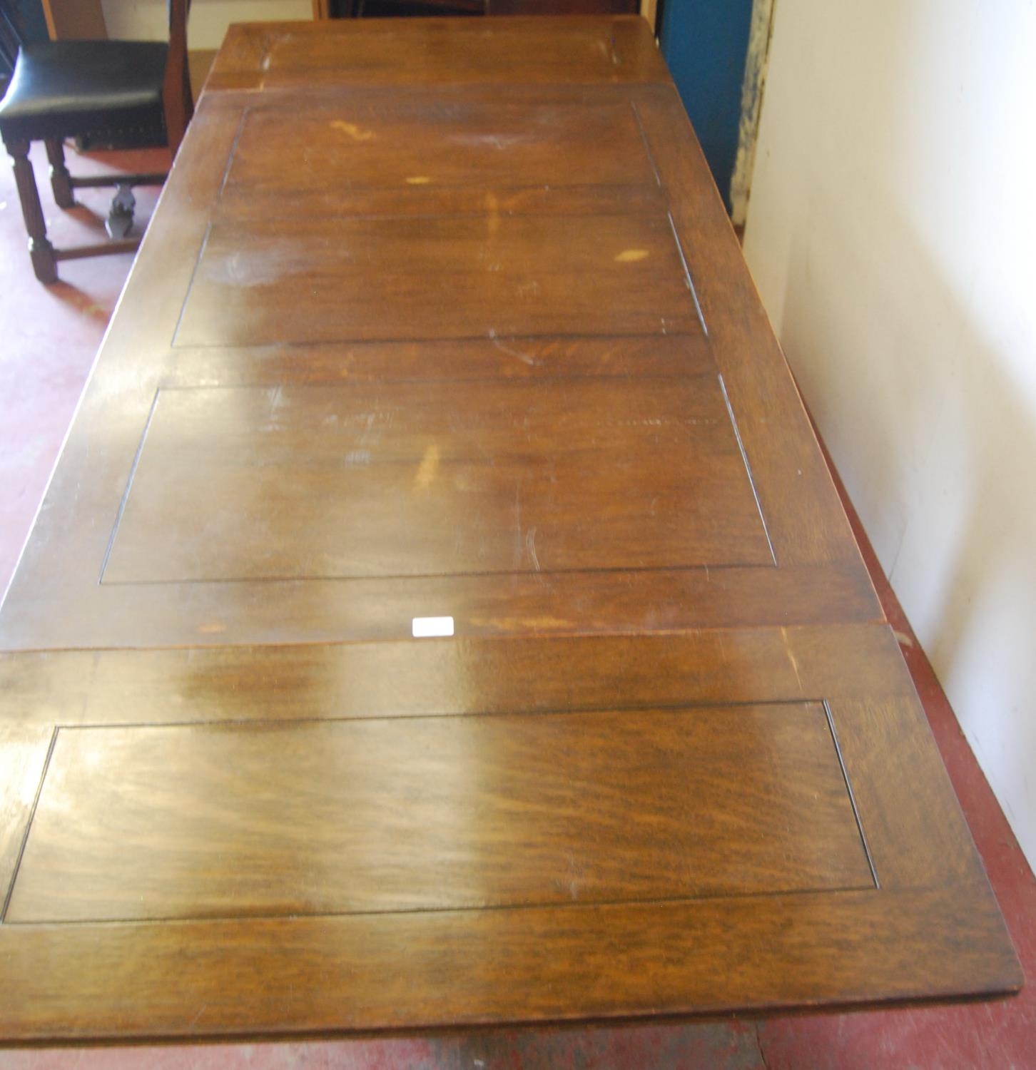 Oak ten-piece dining room suite, comprising a sideboard, pull-out extending dining table and eight - Image 6 of 14