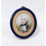 18th century portrait miniature watercolour of a naval officer, indistinctly signed and dated
