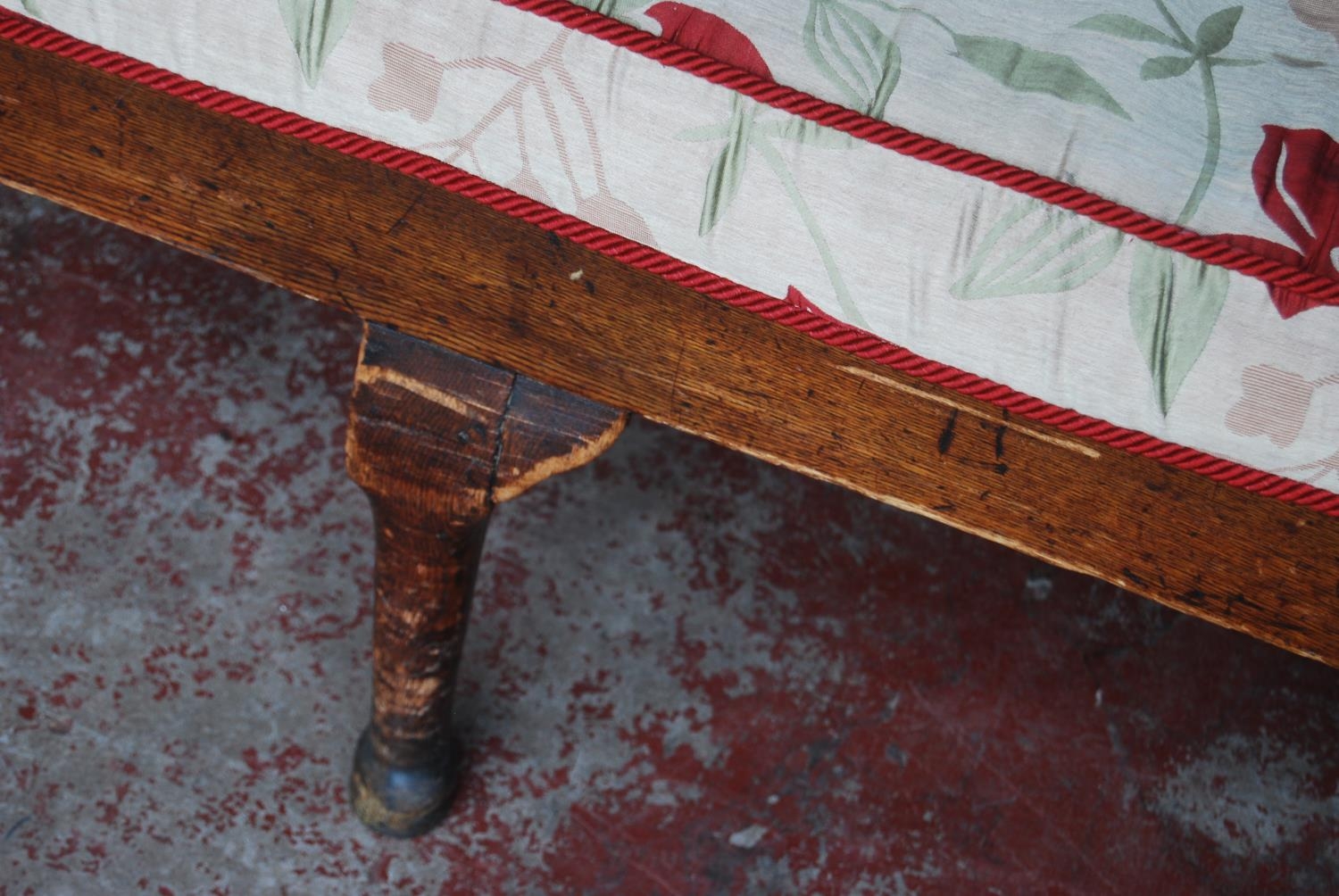 Early 19th century oak hall bench, with a four-section panelled back above a later slatted seat, - Image 5 of 6