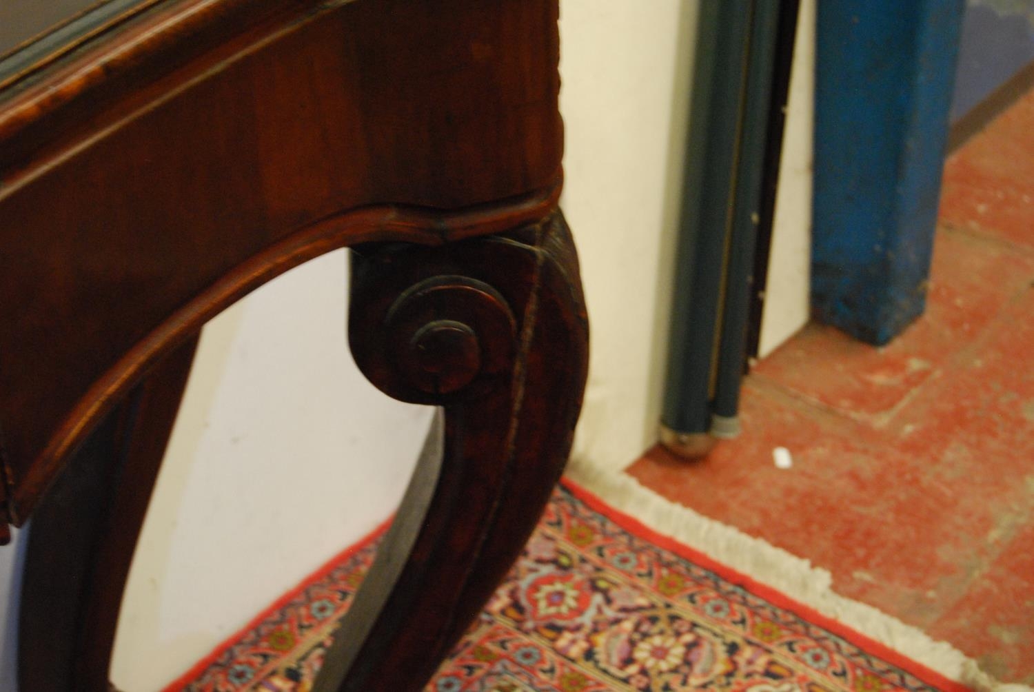 Victorian-style mahogany console table, the rectangular top with canted corners above a long - Image 5 of 6