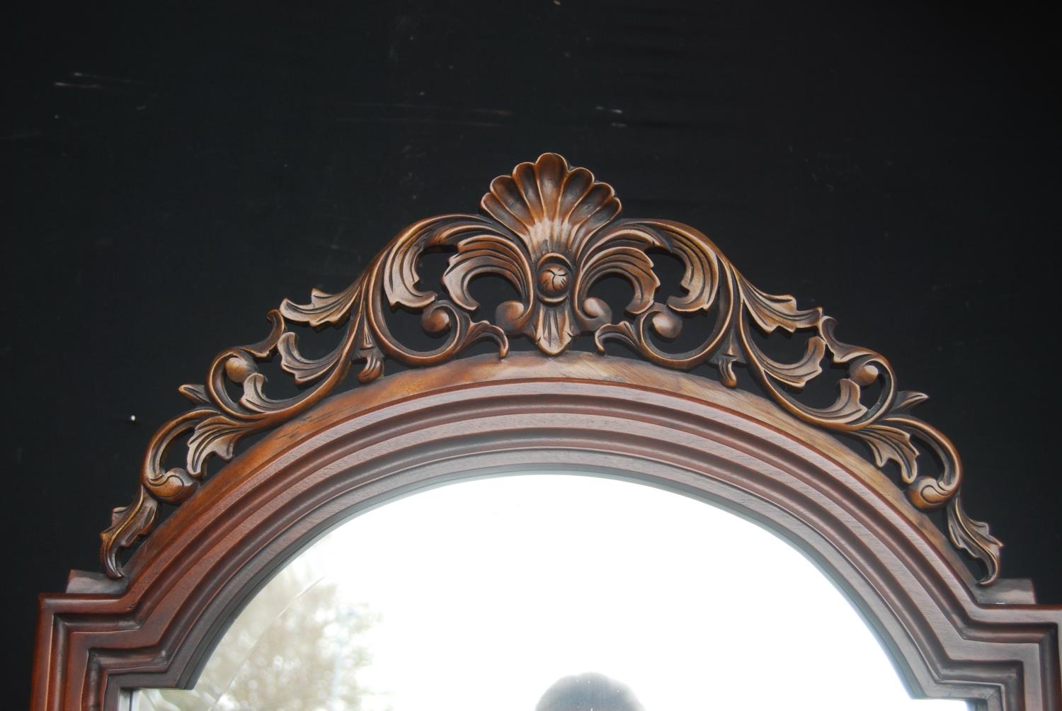 Victorian mahogany cheval mirror, the pierced scroll and fern pediment above an arched plate glass - Image 2 of 5