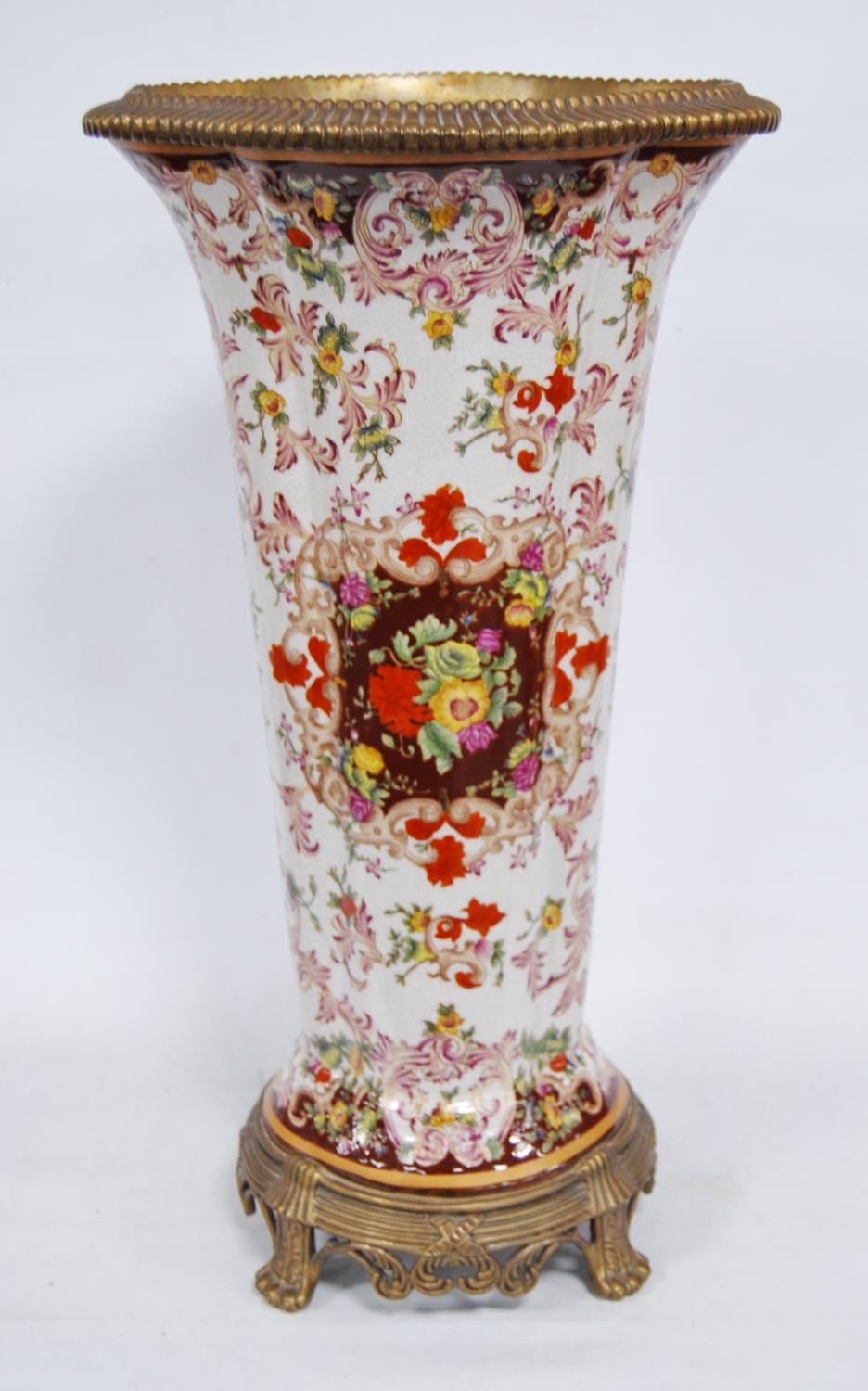 French crackle glaze vase in the manner of Samson of Paris of large form, decorated all over with