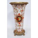 French crackle glaze vase in the manner of Samson of Paris of large form, decorated all over with