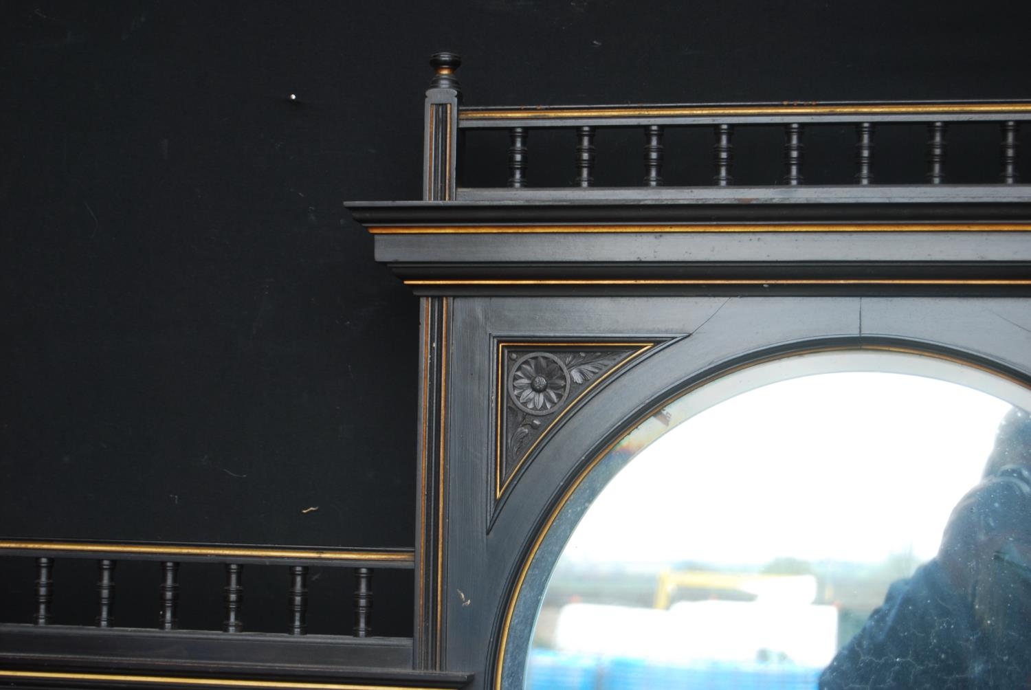 Late 19th century Aesthetic Movement ebonised and walnut drawing room cabinet, the top section - Image 4 of 9