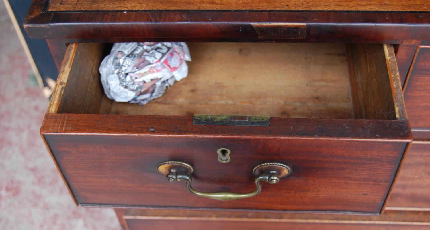 Georgian mahogany chest of three short and three long drawers, on bracket feet, with later brass - Image 5 of 9