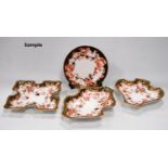 Late Victorian Royal Crown Derby 'Melton' pattern Imari porcelain fruit set, c. 1890, comprising