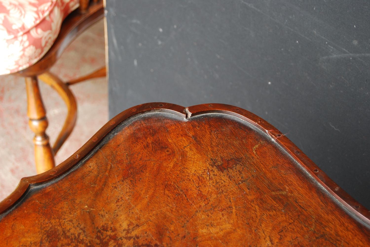 19th century mahogany window table, with two shaped tiers, on turned supports with brass castors, - Image 5 of 7