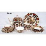 Collection of Royal Crown Derby Old Imari teawares and tablewares comprising a teapot, cream and