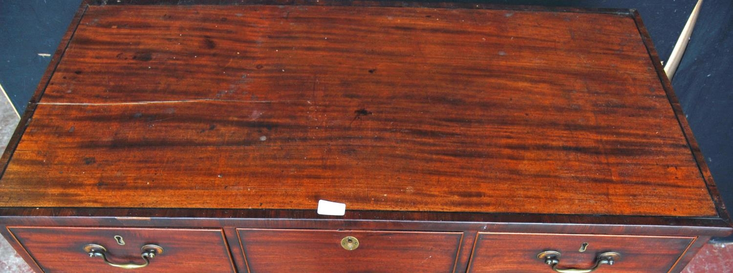 Georgian mahogany chest of three short and three long drawers, on bracket feet, with later brass - Image 2 of 9