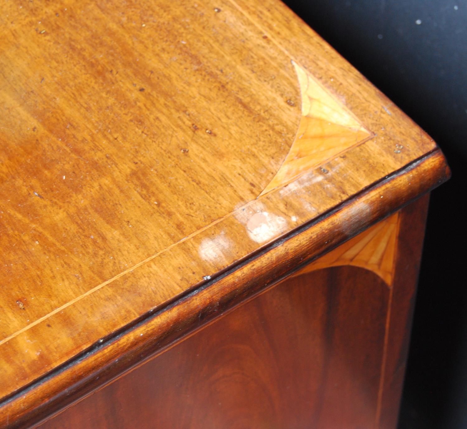 George III style inlaid mahogany kneehole desk, the long drawer above a cupboard door - Image 7 of 8