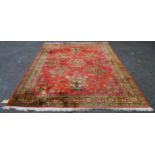 Persian Keshan rug decorated with all over panels of dragons, geometric medallions and motifs, on