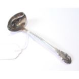 Georg Jensen silver ladle of Rose or Lily of the Valley pattern, Import Marks 1928, 33g or 1oz.