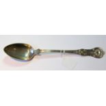 Silver serving spoon of single struck Queen's pattern, by J Muir, probably Glasgow 1838, 134g or