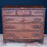 Georgian mahogany chest of three short and three long drawers, on bracket feet, with later brass