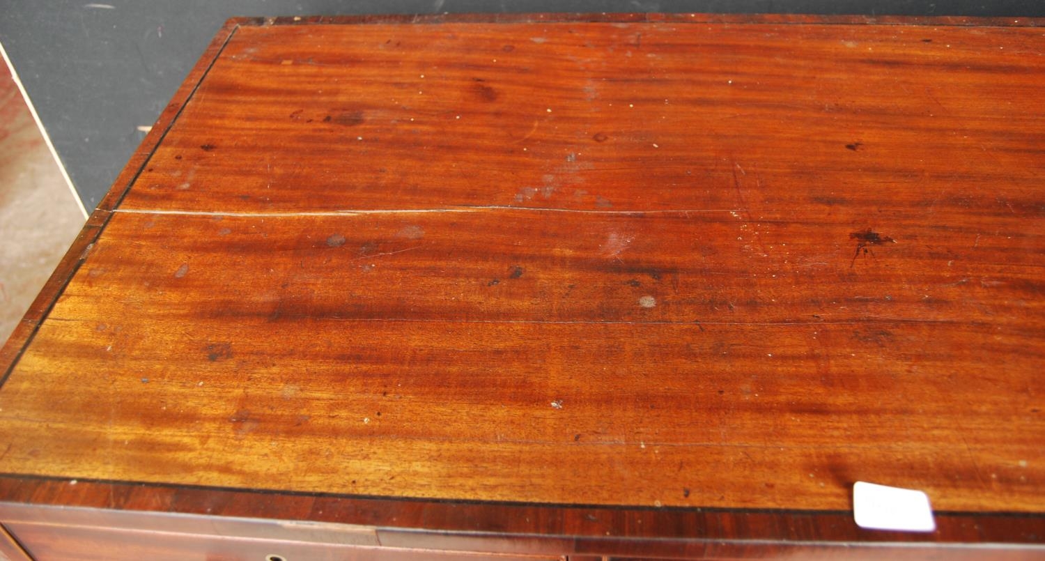 Georgian mahogany chest of three short and three long drawers, on bracket feet, with later brass - Image 3 of 9