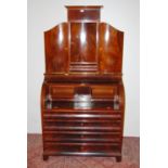 Biedermeier-style mahogany bureau cabinet by Amboan, the cabinet top with a door above a short