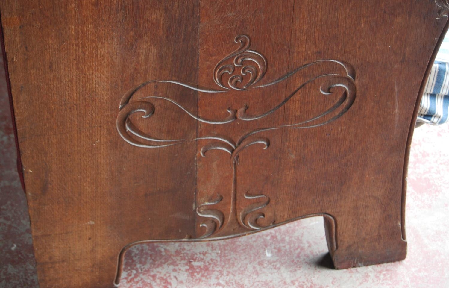 19th century continental carved oak hall bench decorated with carved floral, fruit, vine and - Image 6 of 15