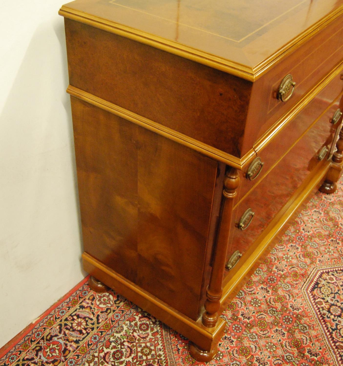 French-style reproduction walnut secrétaire chest of drawers, with a fall front secrétaire drawer to - Image 4 of 5