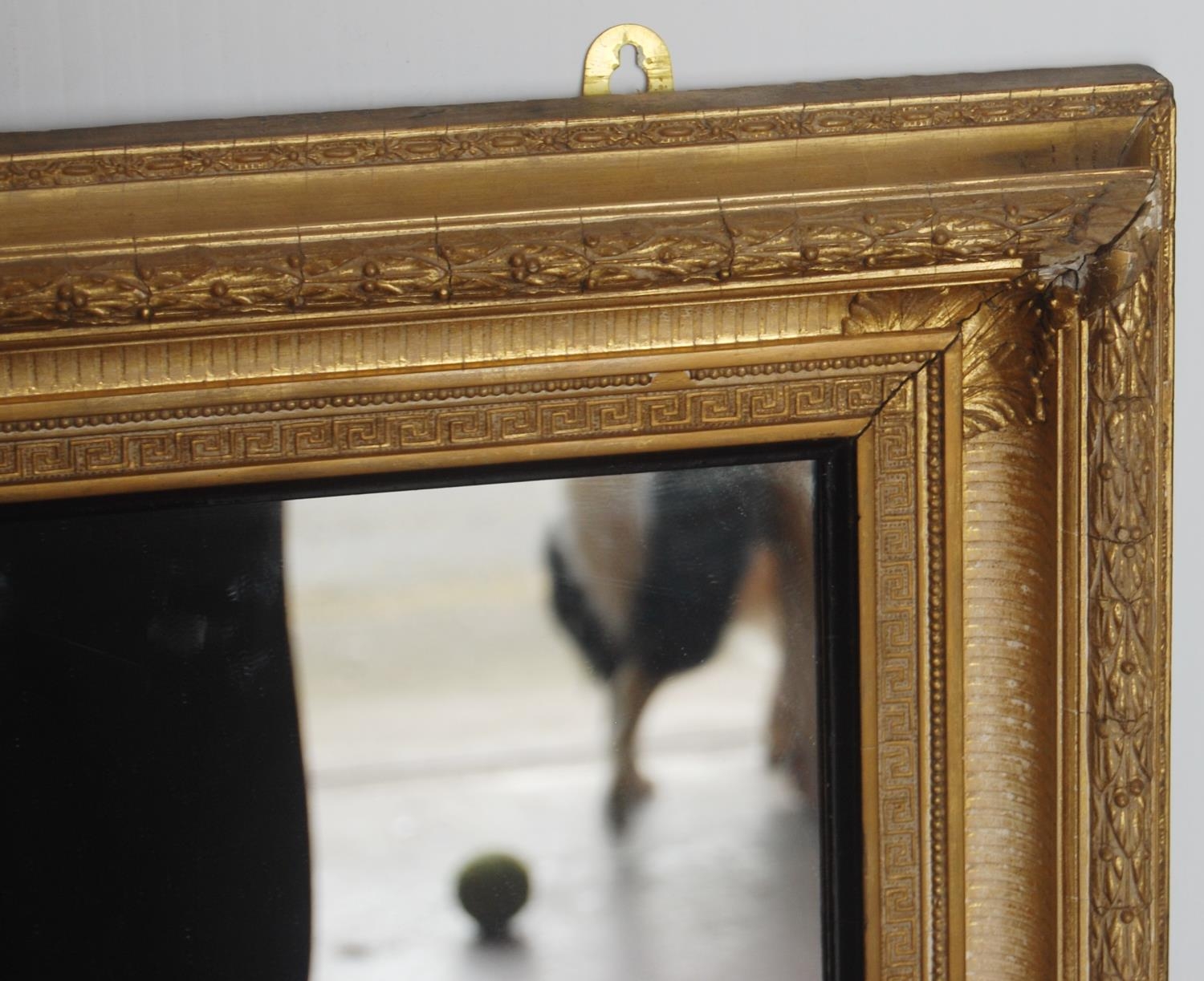 19th century giltwood and gesso wall mirror, with foliate and Greek key decoration, 86cm high and - Image 2 of 4