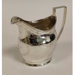 Silver ovoid cream jug, initialled by George Baskerville 1801, 76g / 2½oz.