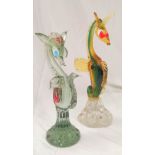 Two mid 20th century Italian art glass figures of seahorses, 37cm and 32cm high.  (2).