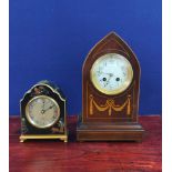 Two early 20th century mantel clocks to include a French Edwardian striking clock of lancet form