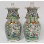 Pair of 19th century Chinese famille rose vases of baluster form converted for use as table lamps,